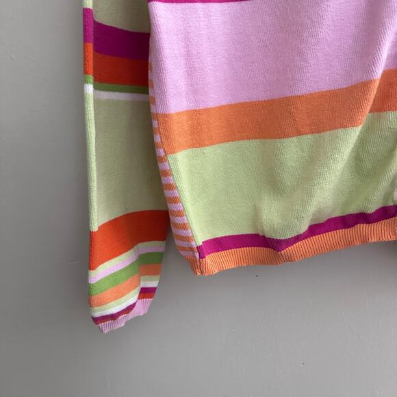 Bushwacker Vintage Cardigan Sweater LARGE Button Front Preppy Office Stripe - Picture 3 of 12